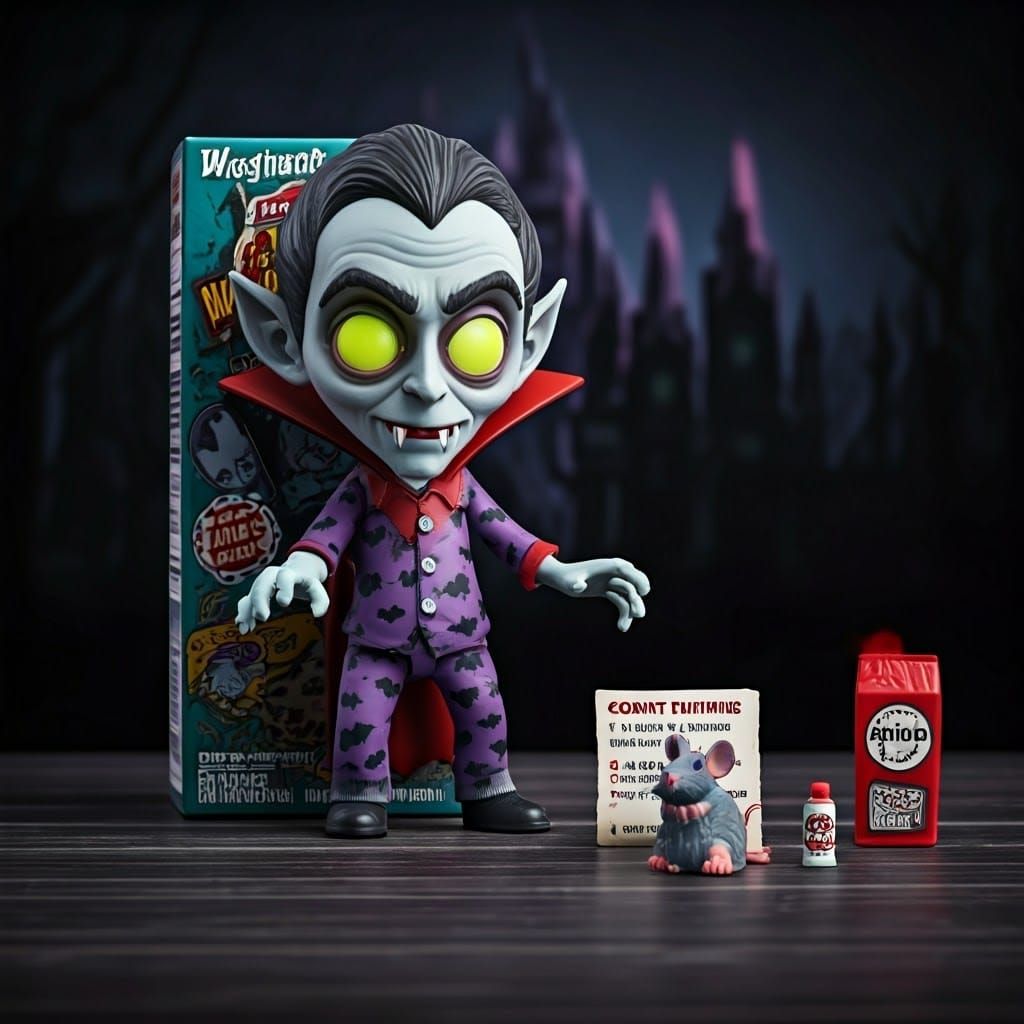 Surreal Vampire Character in Cartoonish, Whimsical Halloween...