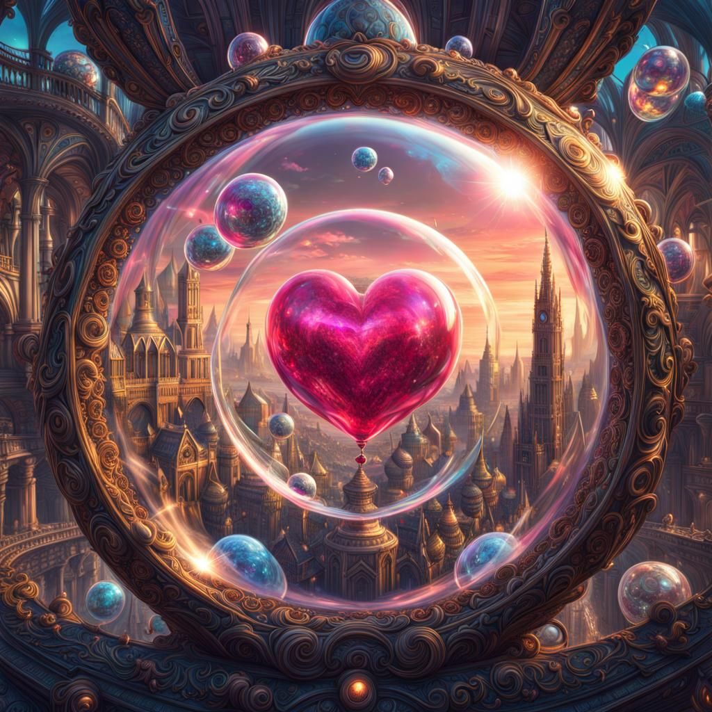 Fantasy Love Bubble in Hyperdetailed HDR Landscape