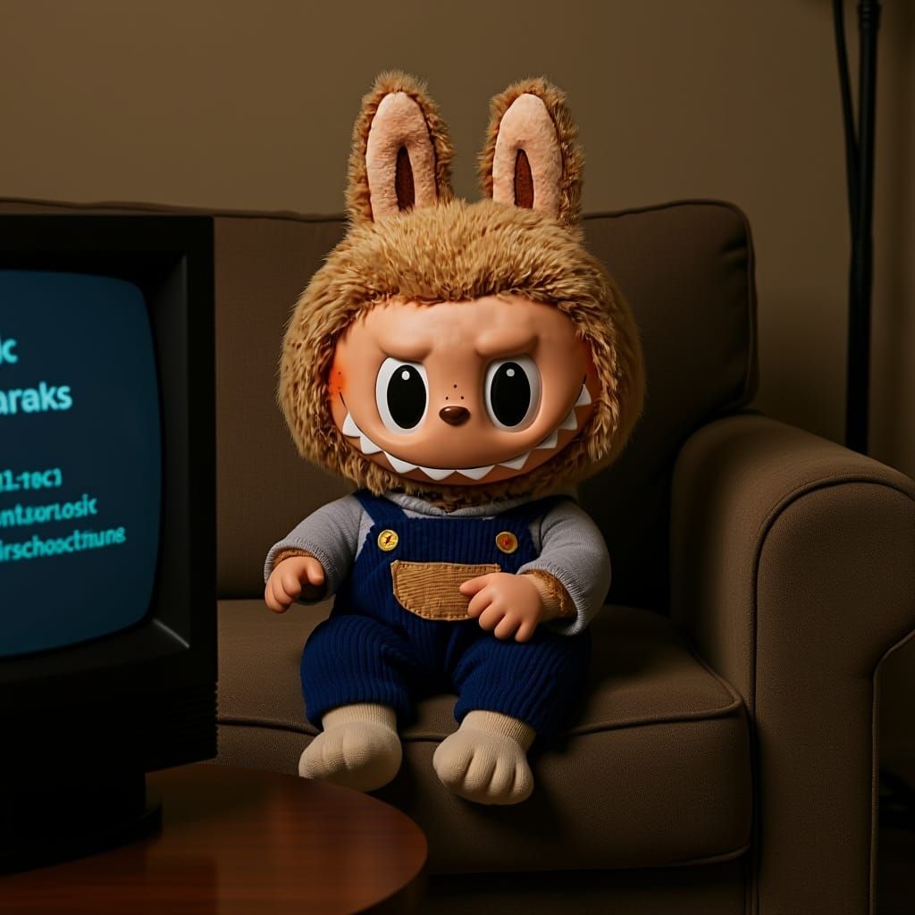 Labubu Toy as The Everyman on Couch