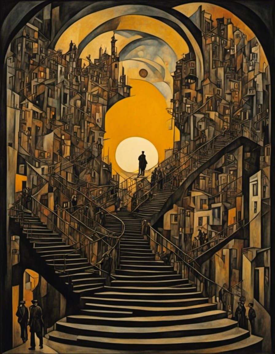 Surreal Stairway to Heaven in Abstract Style