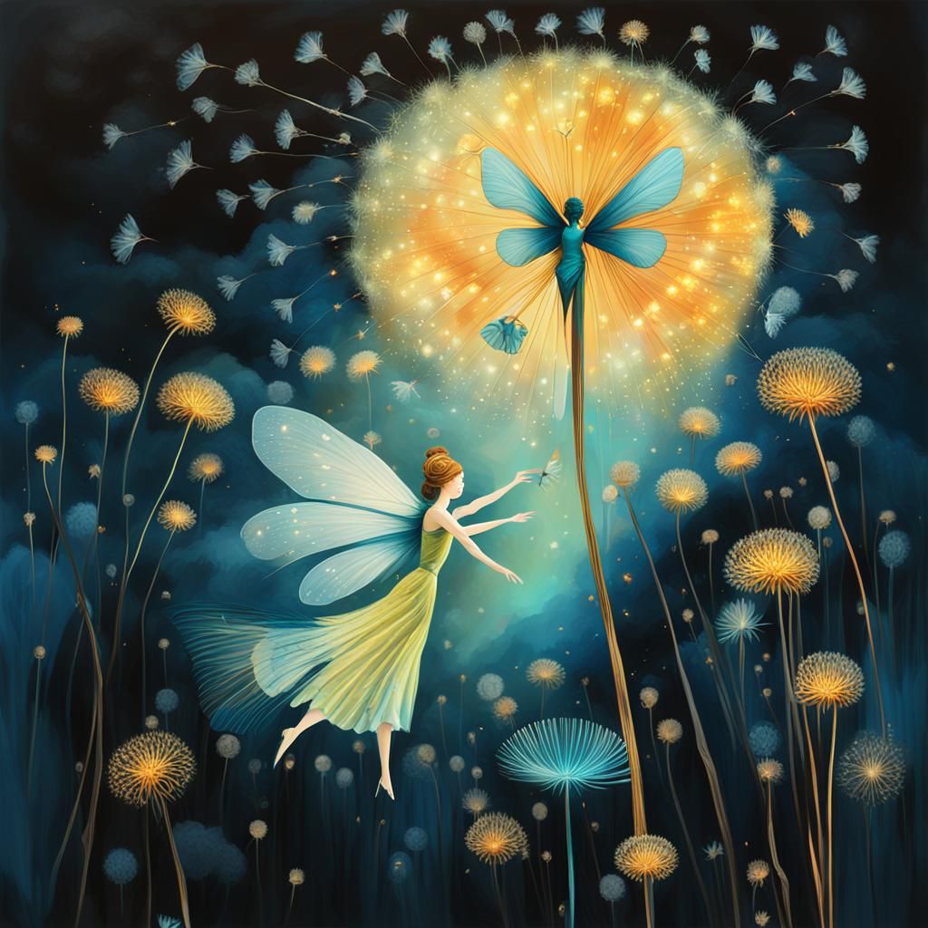 Winged Fairies in a Dreamscape, Digital Art