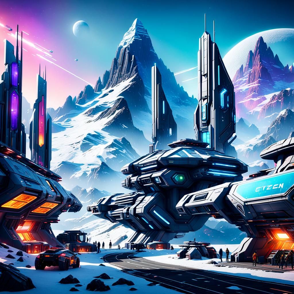 Futuristic Cityscape with Retro Spaceships in Unreal Engine