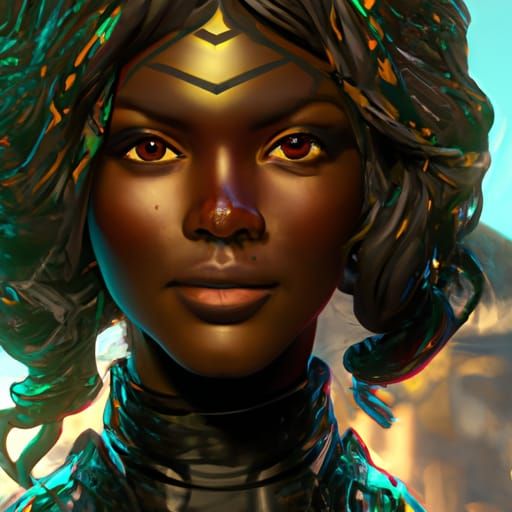 Detailed Portrait of a Black Girl in Digital Art Style