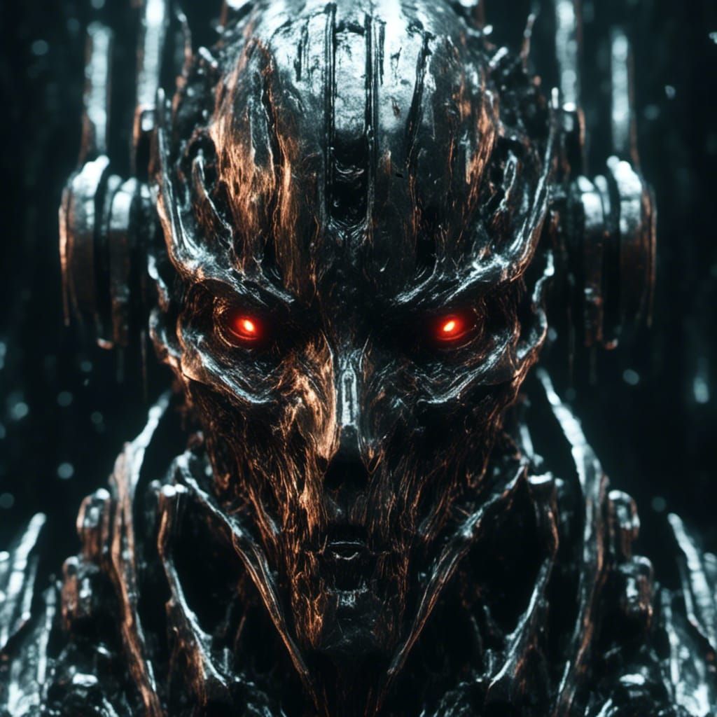 Android Face in Dystopian Sci-Fi Style