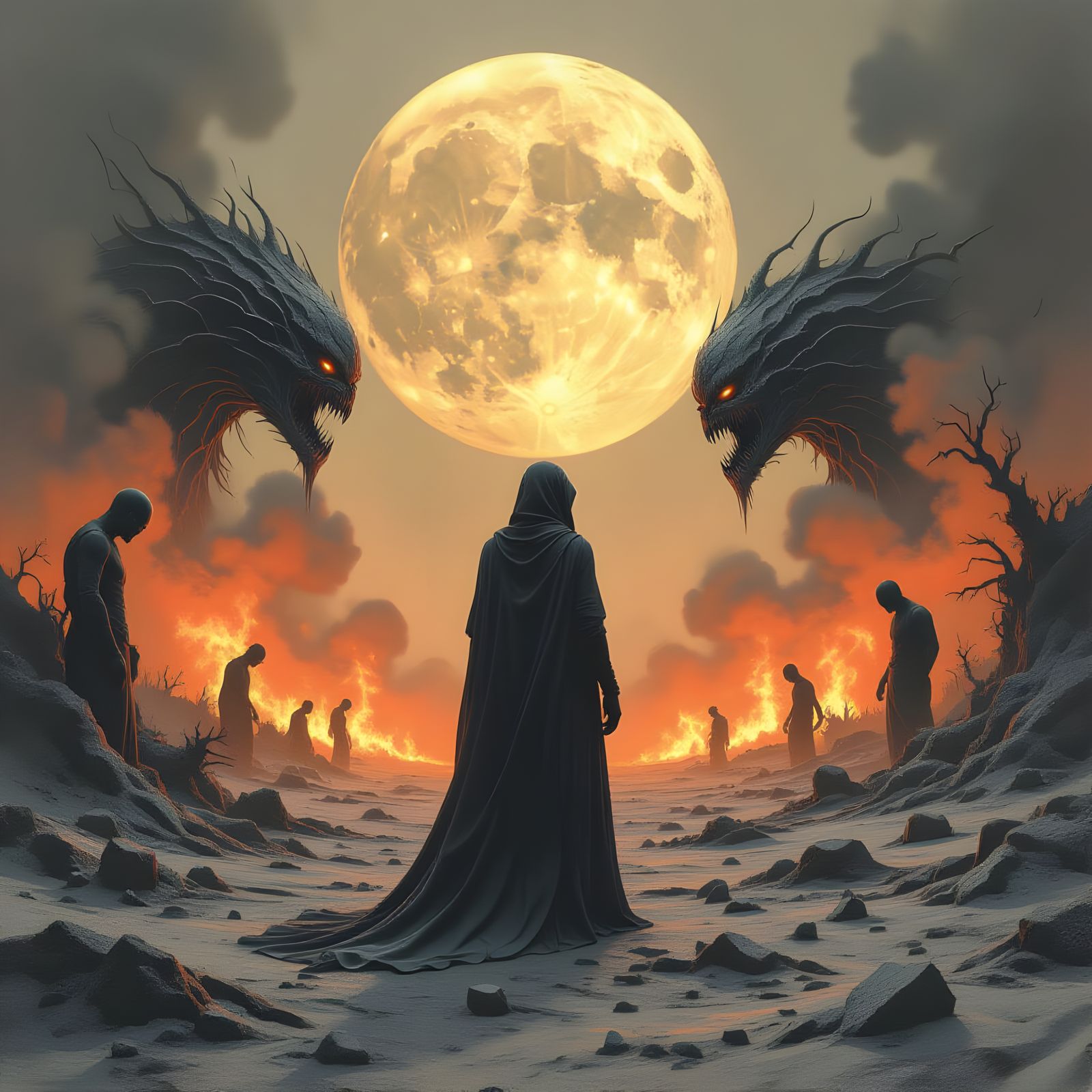 Hyperrealistic Charcoal Depiction of Hell