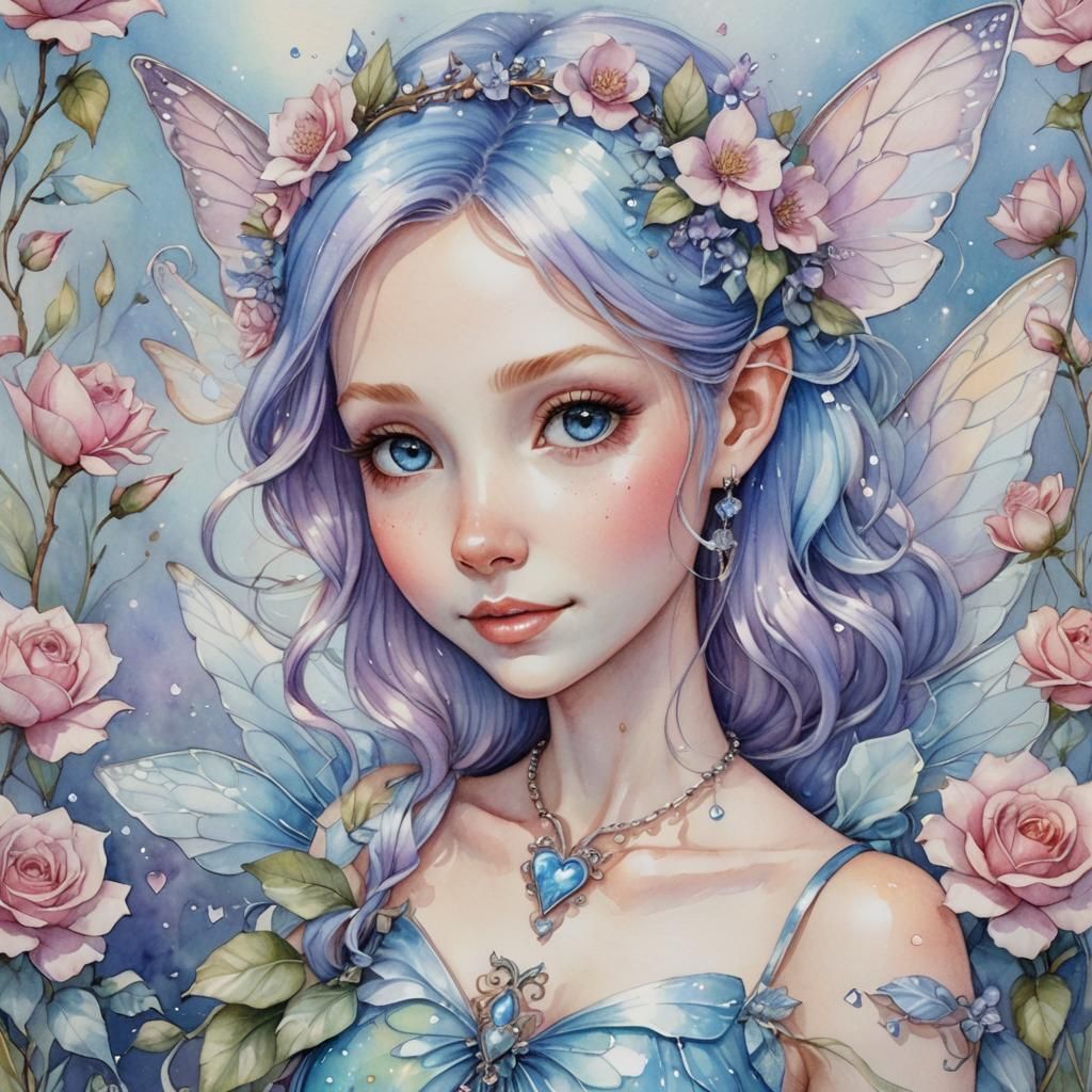 Charming Fairy Girl with Floral Outfit, 3D Render