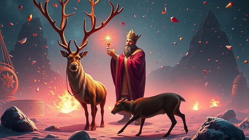 Gigeresque Digital Priest in a Ruby-Lit, Explosive Nightmare