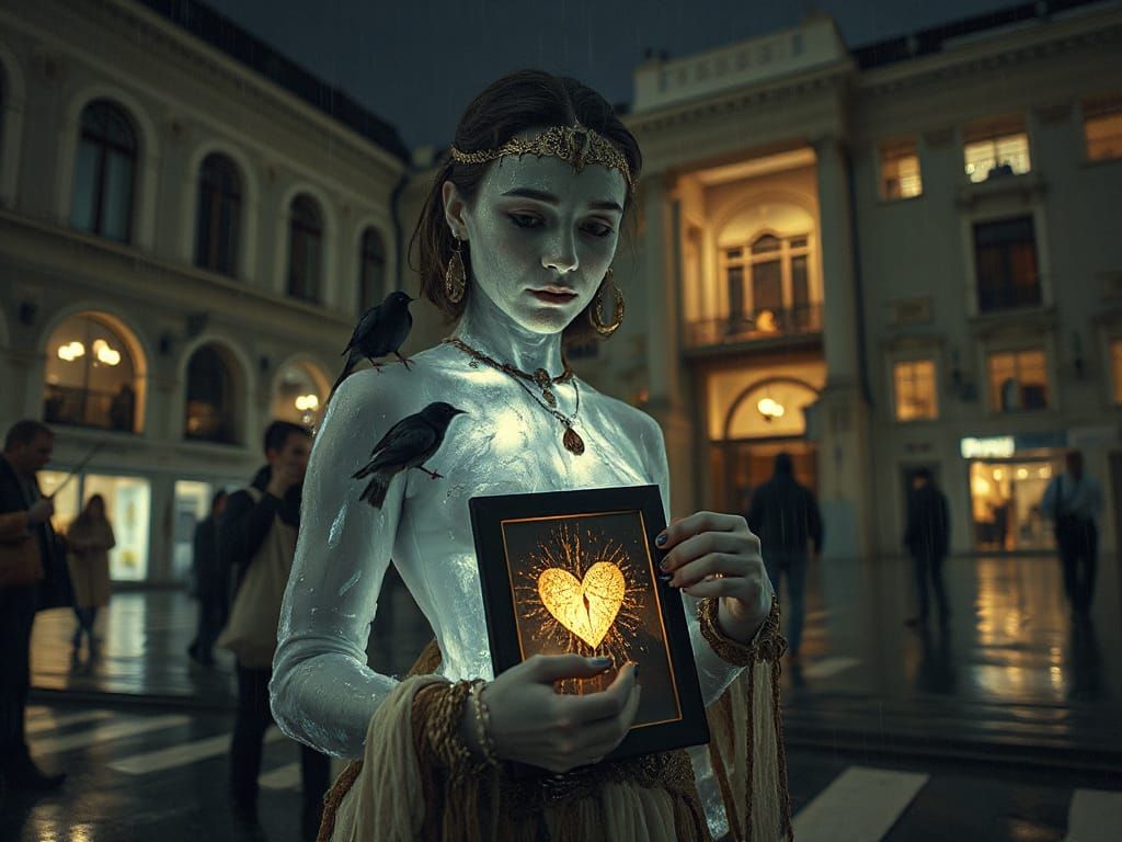 Mystical Shaman Revealing Frozen Oasis in Labyrinth of Music