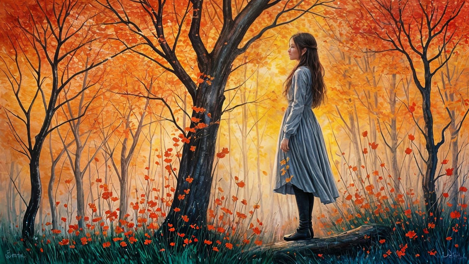 Surreal Woman Amidst Blossoming Tree