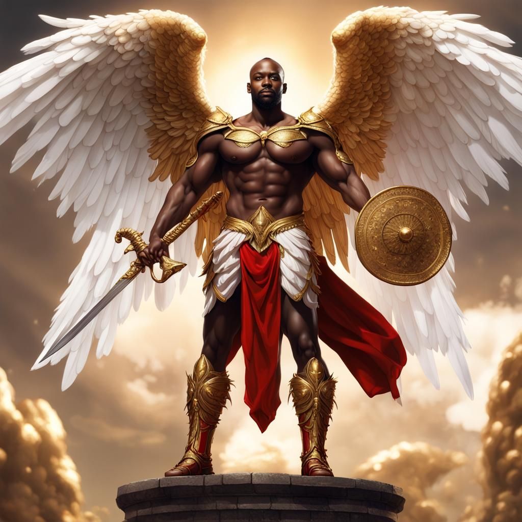 Armored Angel with Sword and Scales of Justice