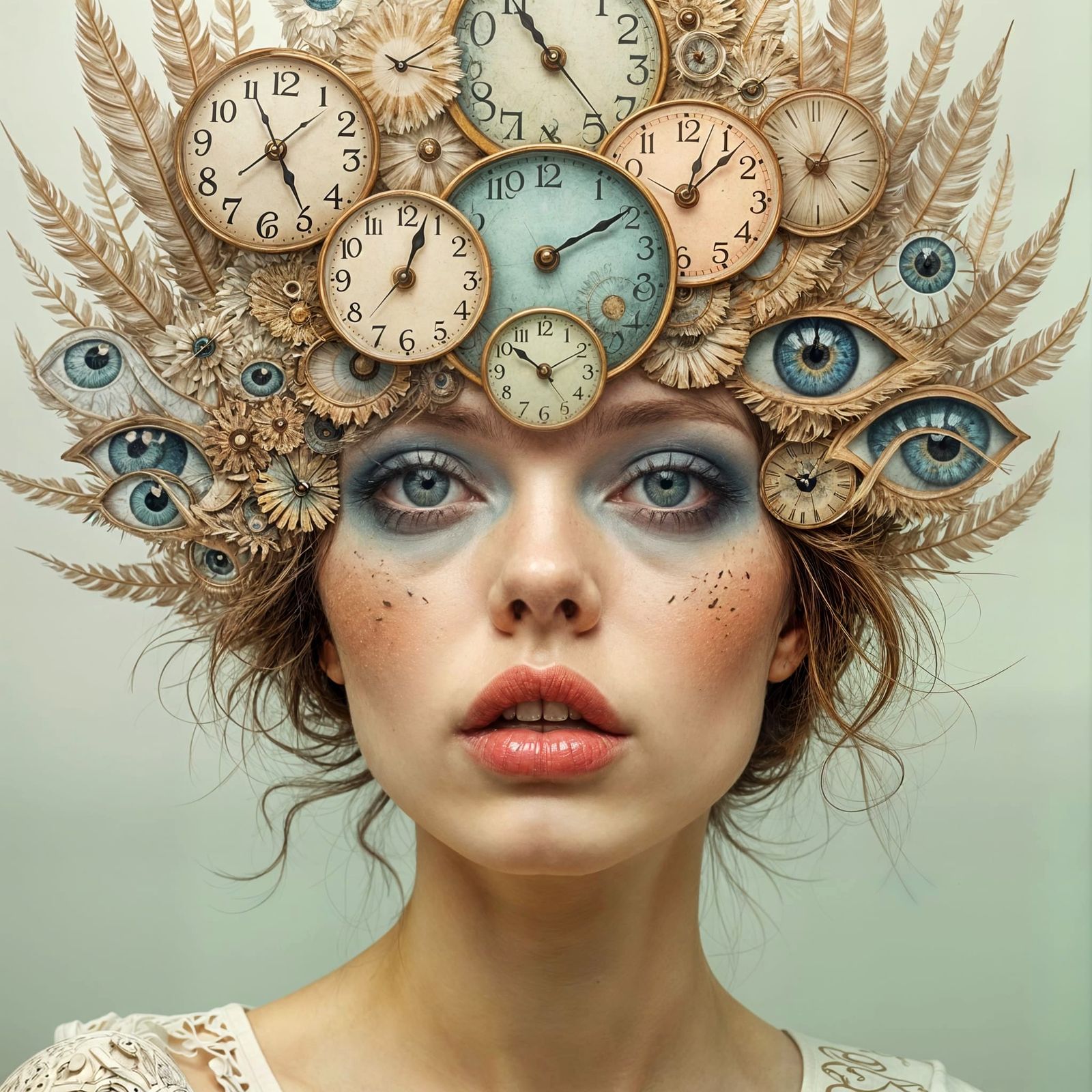 Surreal Portrait: Woman Dissolving into Time