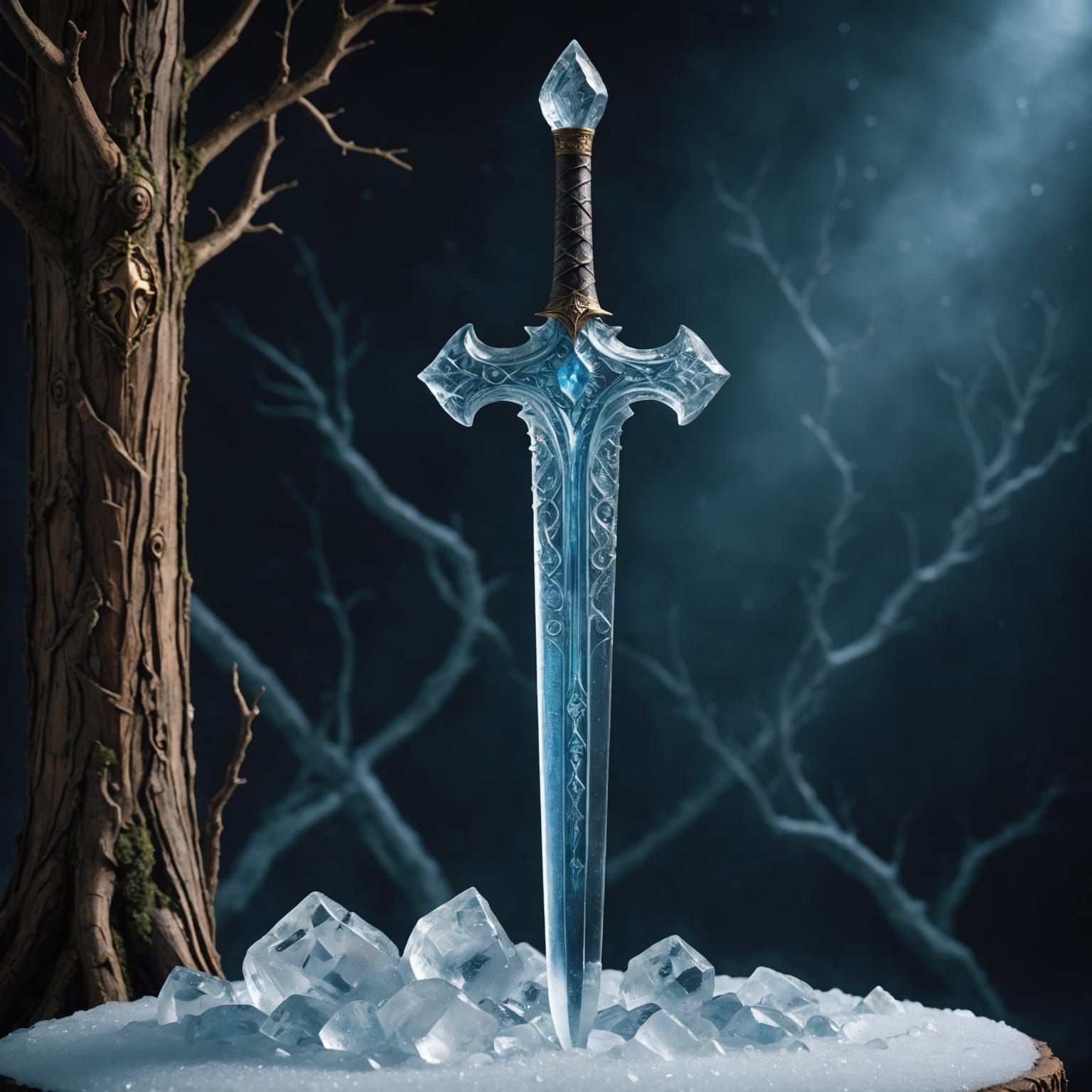 Enchanted Ice Sword in Frosty Elegance
