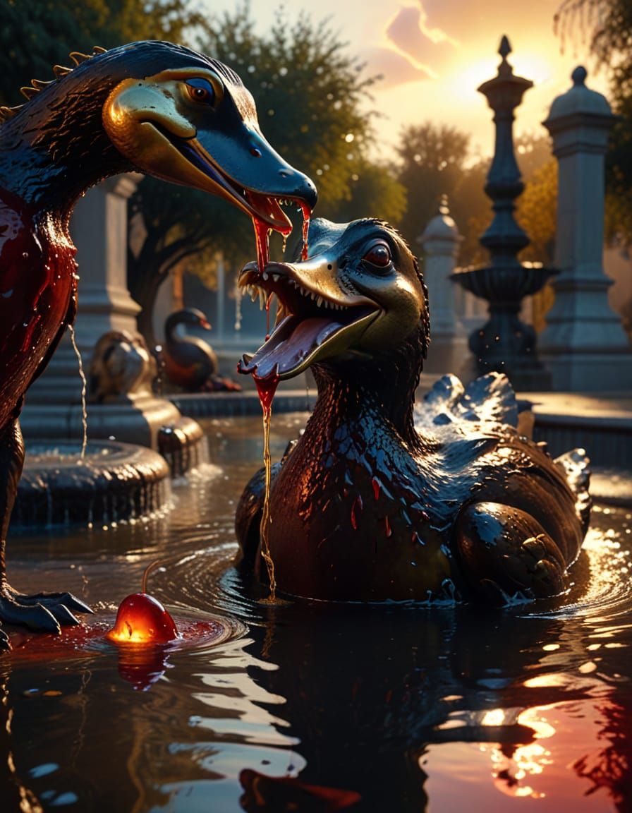 Surreal Soul-Eating Duck in Salvador Dali Style