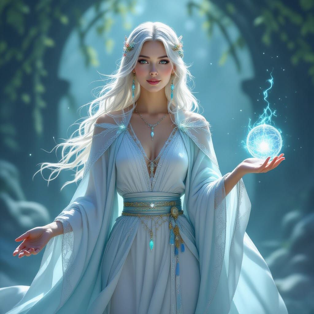 Luminous Healer Radiating Ethereal Glow in Silken Robes