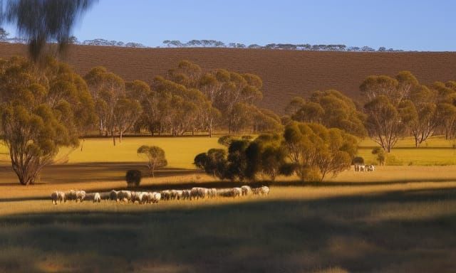 Idyllic Australian Ranch Landscape at Sunset