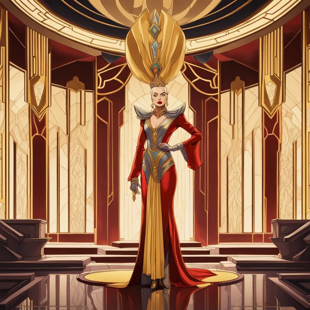 Princess Aura in Opulent Art Deco Setting