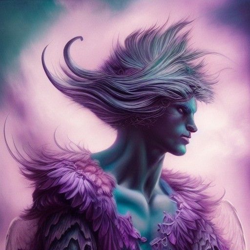 Angelic Man with Cheshire Cat Face in Digital Art