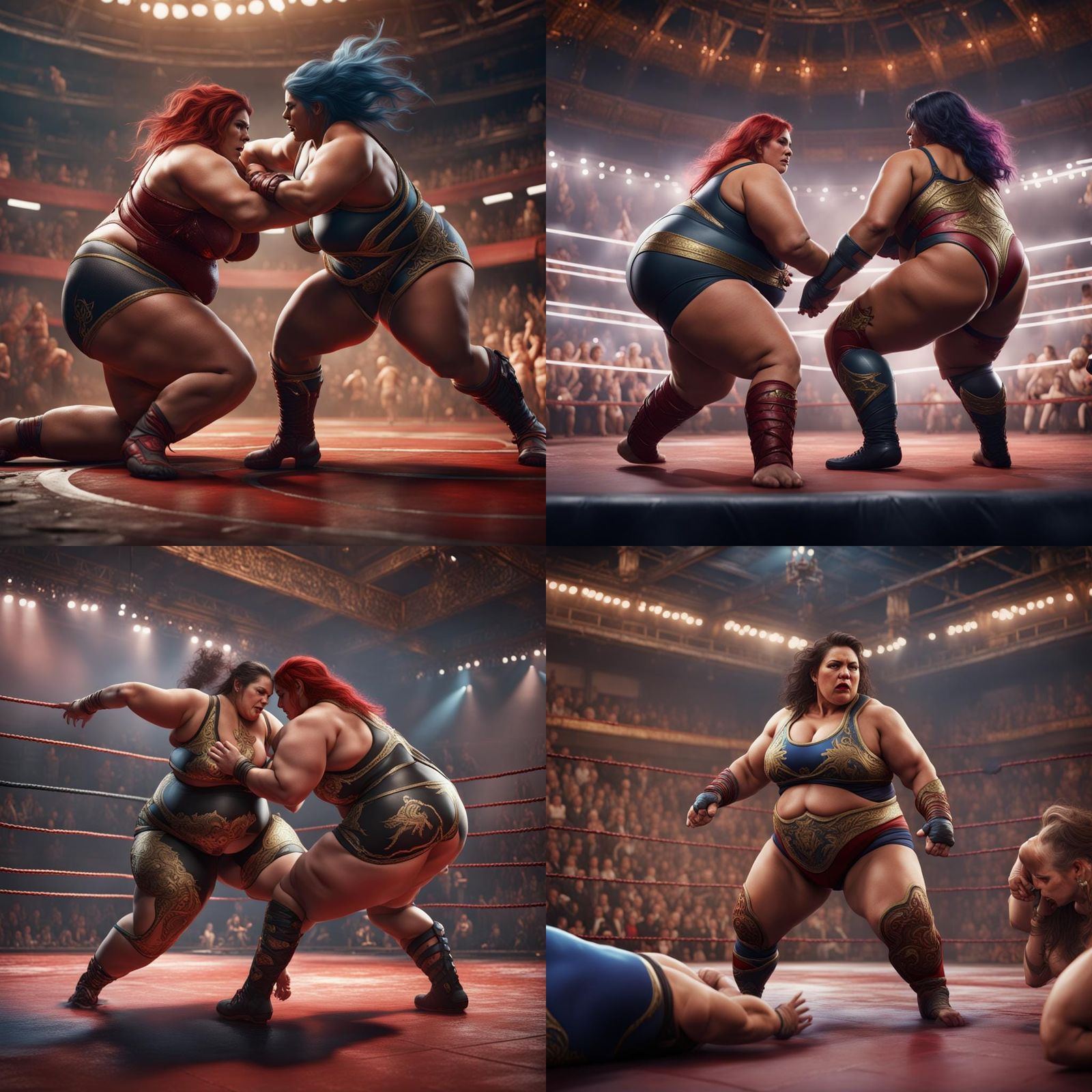 BBW Women Wrestling: Detailed Matte Painting