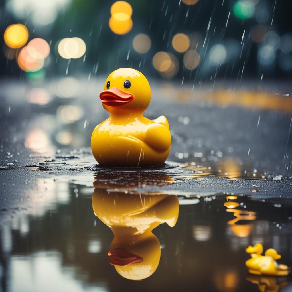 Rubber Duck in Puddle: Natural Light Photography
