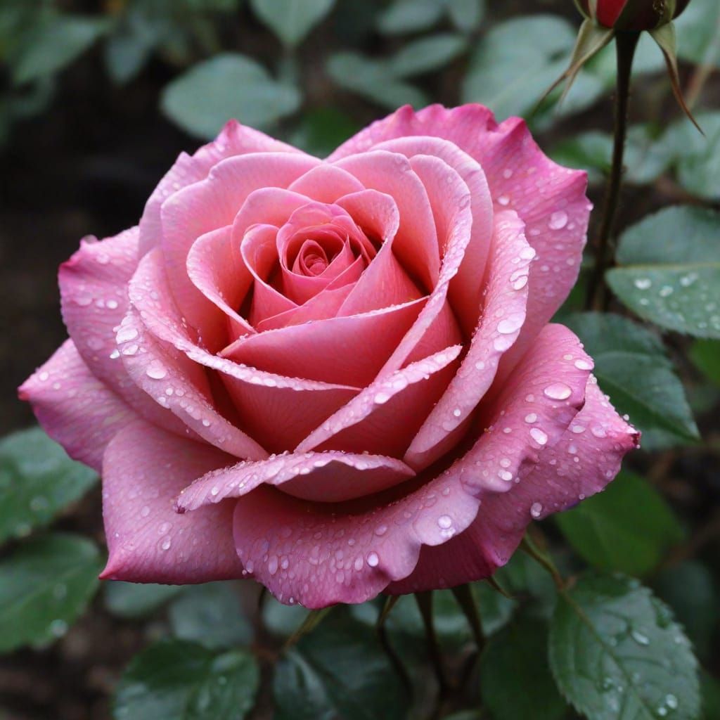 Fading Rose in Stormy Sunset Landscape