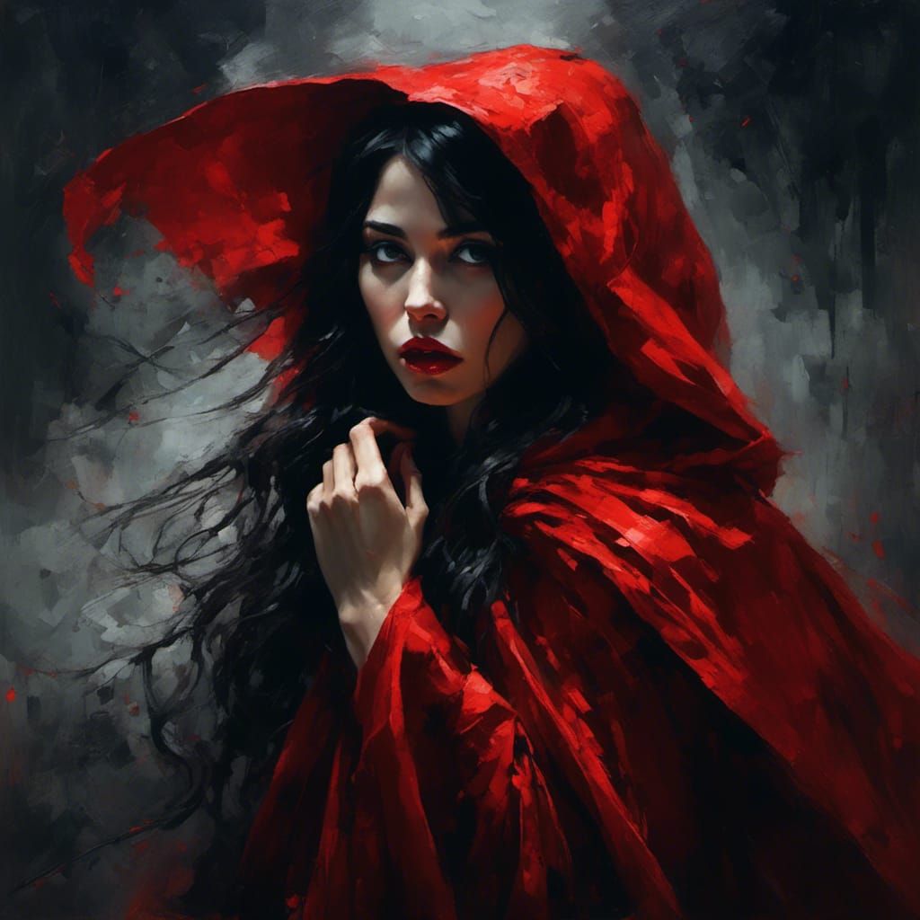 Dark-Haired Girl in Red Cloak: Ghastly Encounter