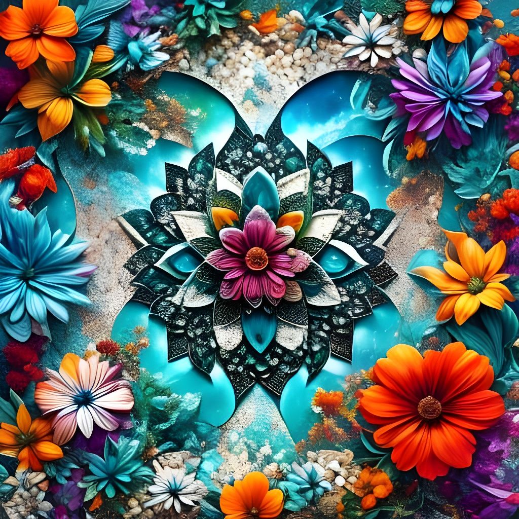 Vibrant Fantasy Arabesque with Lace Flowers