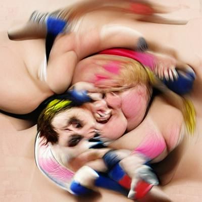 Plus-Size Woman Pro Wrestler in Action