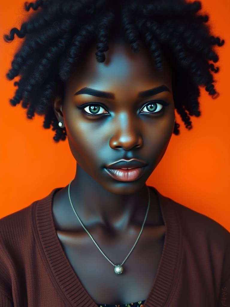 Striking Portrait with Green Eyes in Realistic Style