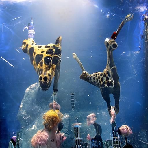 Underwater Giraffe Circus: A Surreal Spectacle