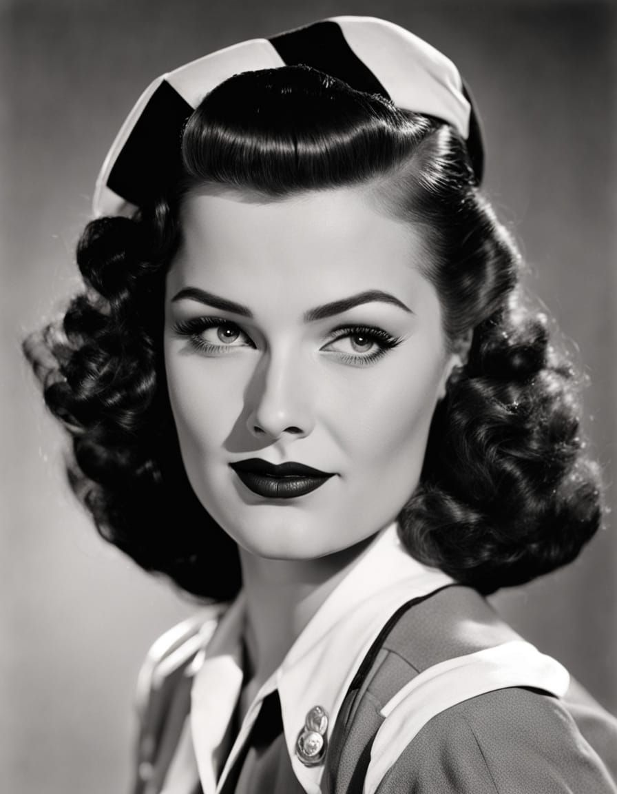 Classic Pin-Up Model in 1940s Style