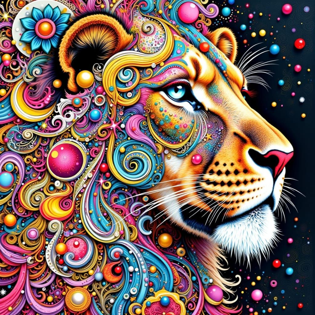 Majestic Lion Emerges from Zentangle Swirls