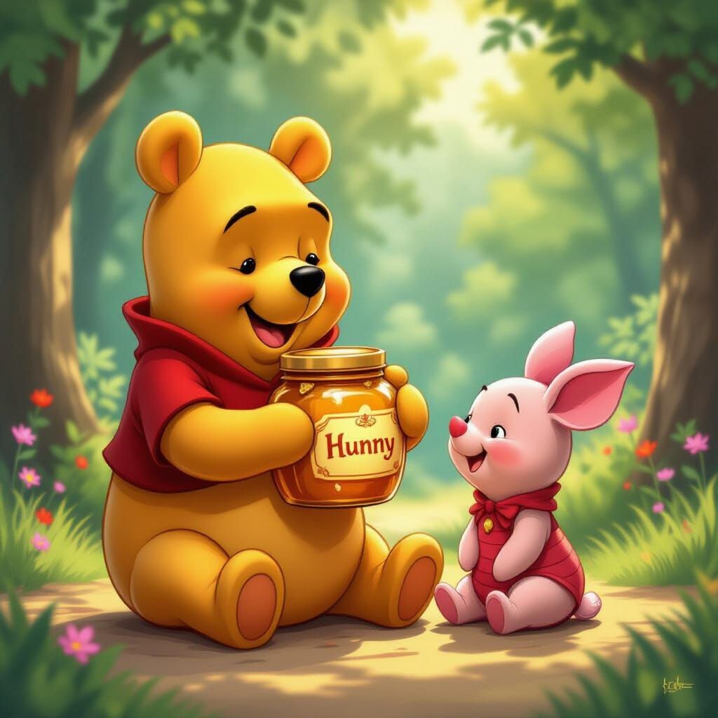 Winnie the Pooh and Piglet Share Friendship in 3D Anime Styl...