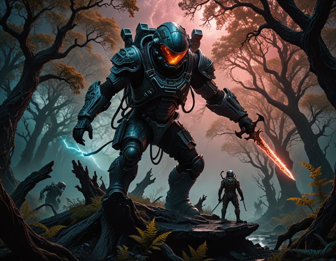 Astronaut Discovers Sword on Alien Planet