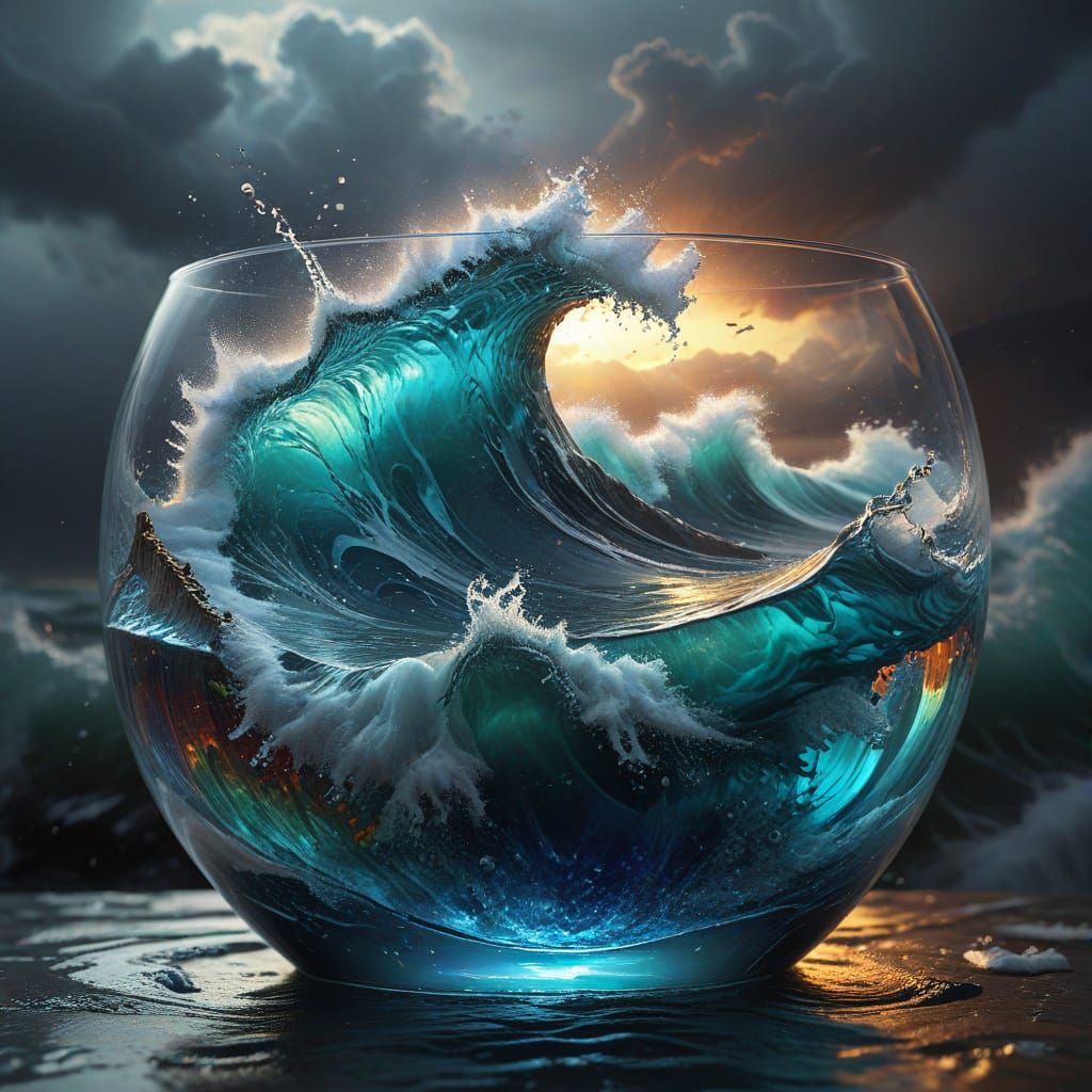 Storm in a Glass: Hyperrealistic Concept Art