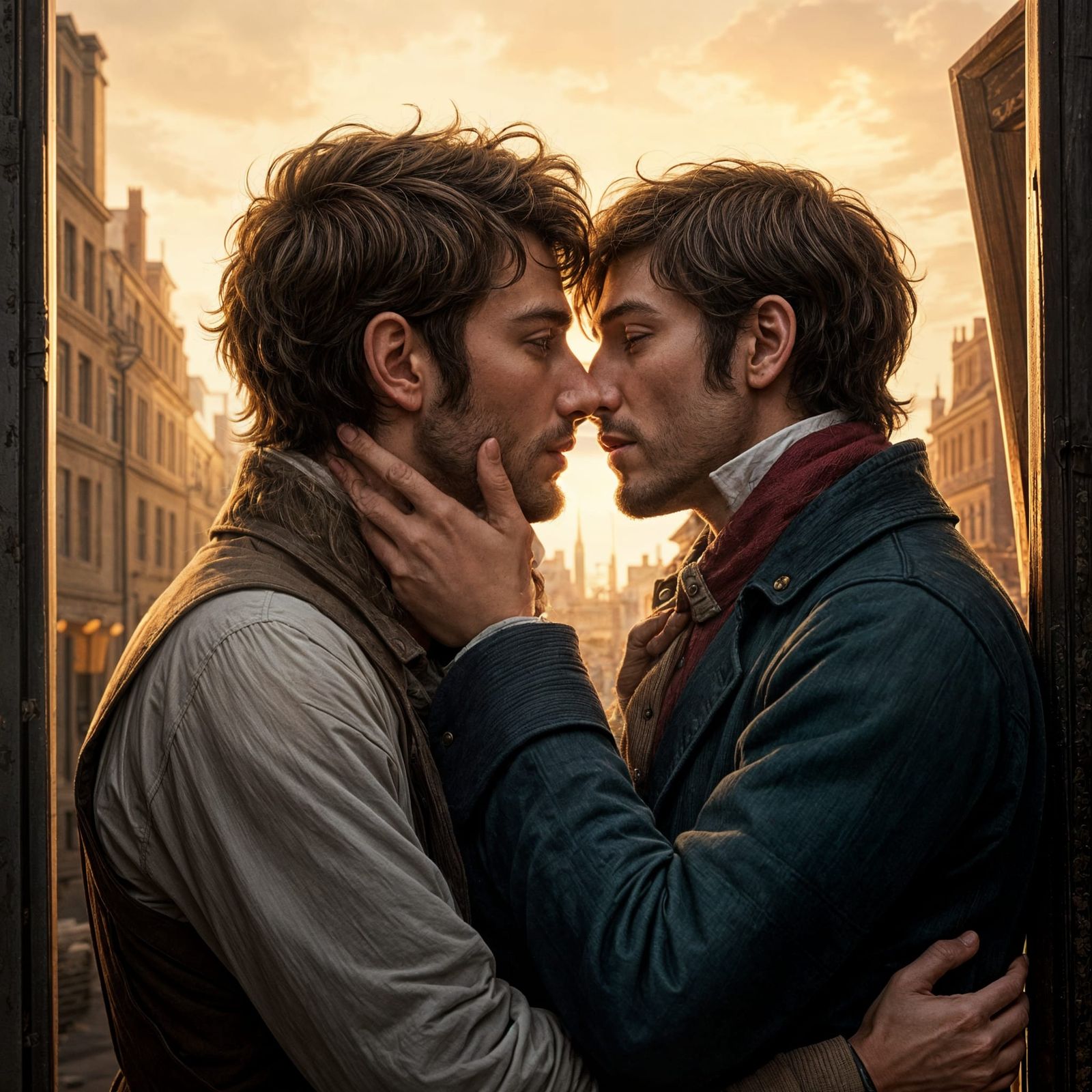 Embrace Behind the Barricade: A Kiss in Profile