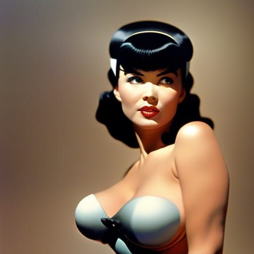 Bettie Page Portrait in Heavy Metal Style