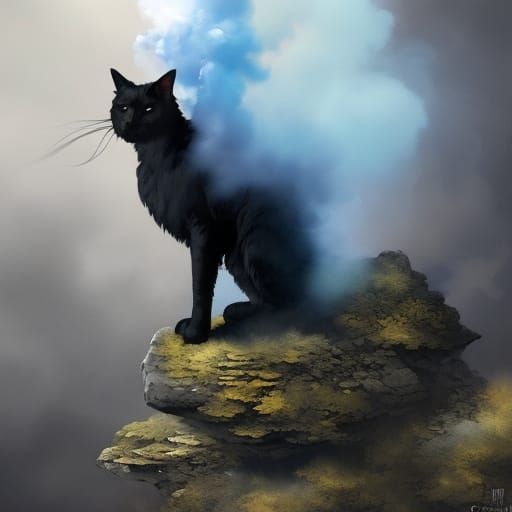 Mystical Black Cat in Victorian Fantasy Art