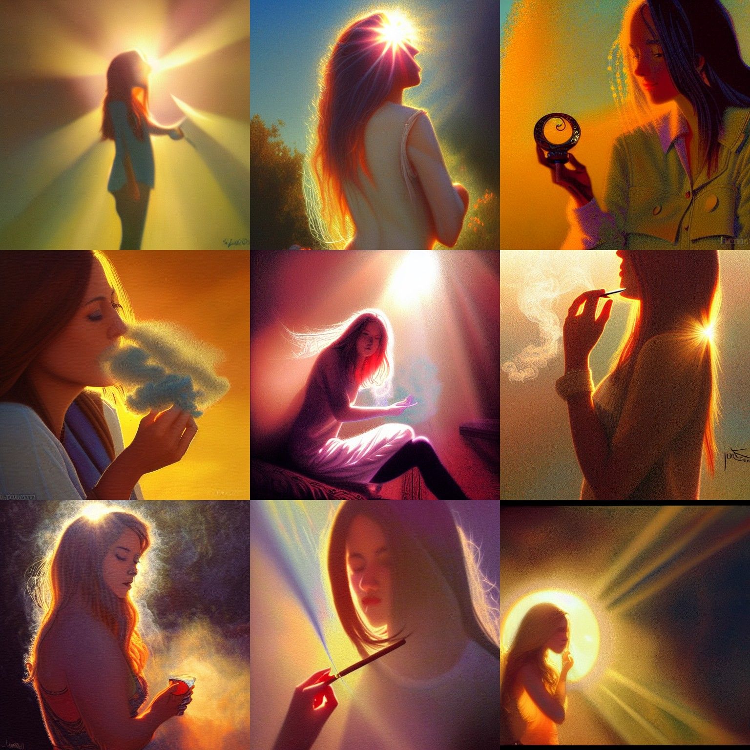 Sunbeam Smoke Ring Featuring Relaxed Woman