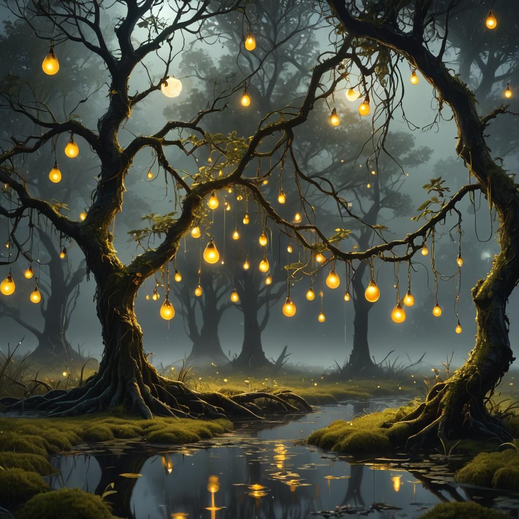 Magical Swamp Pear Tree at Night
