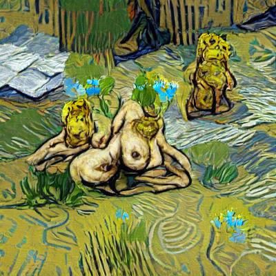 Nude in Wheat Field: Post-Impressionist Style