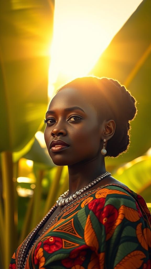 A Majestic Nilote Woman Shines in Vibrant Sunlight