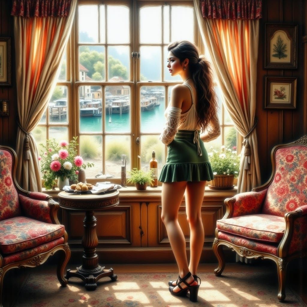 Glamorous Flapper in 1920s Fishing Village