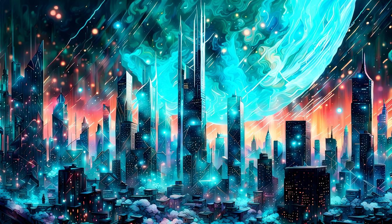 Ethereal Blue Moon Landscape in a Maximalist Style