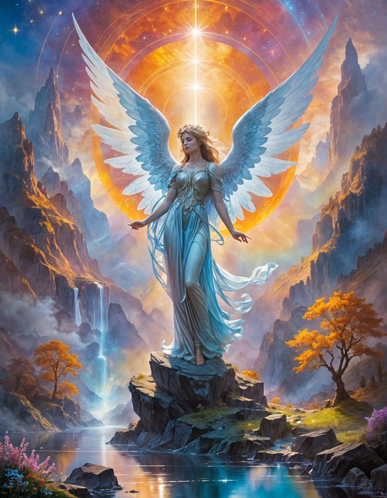 Ethereal Angel Descending in Dreamy Fantasy Style