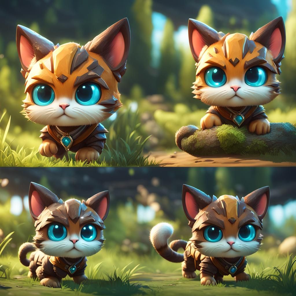 Cute Savage Cat in 3D Game Cinematic Style