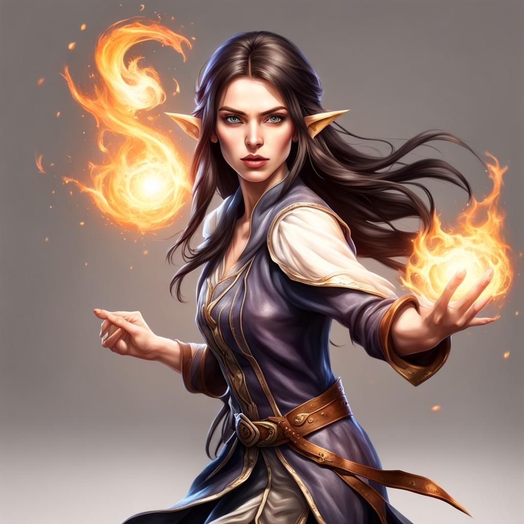 Elfin Mage in Spell Battle: Photorealistic Portrait