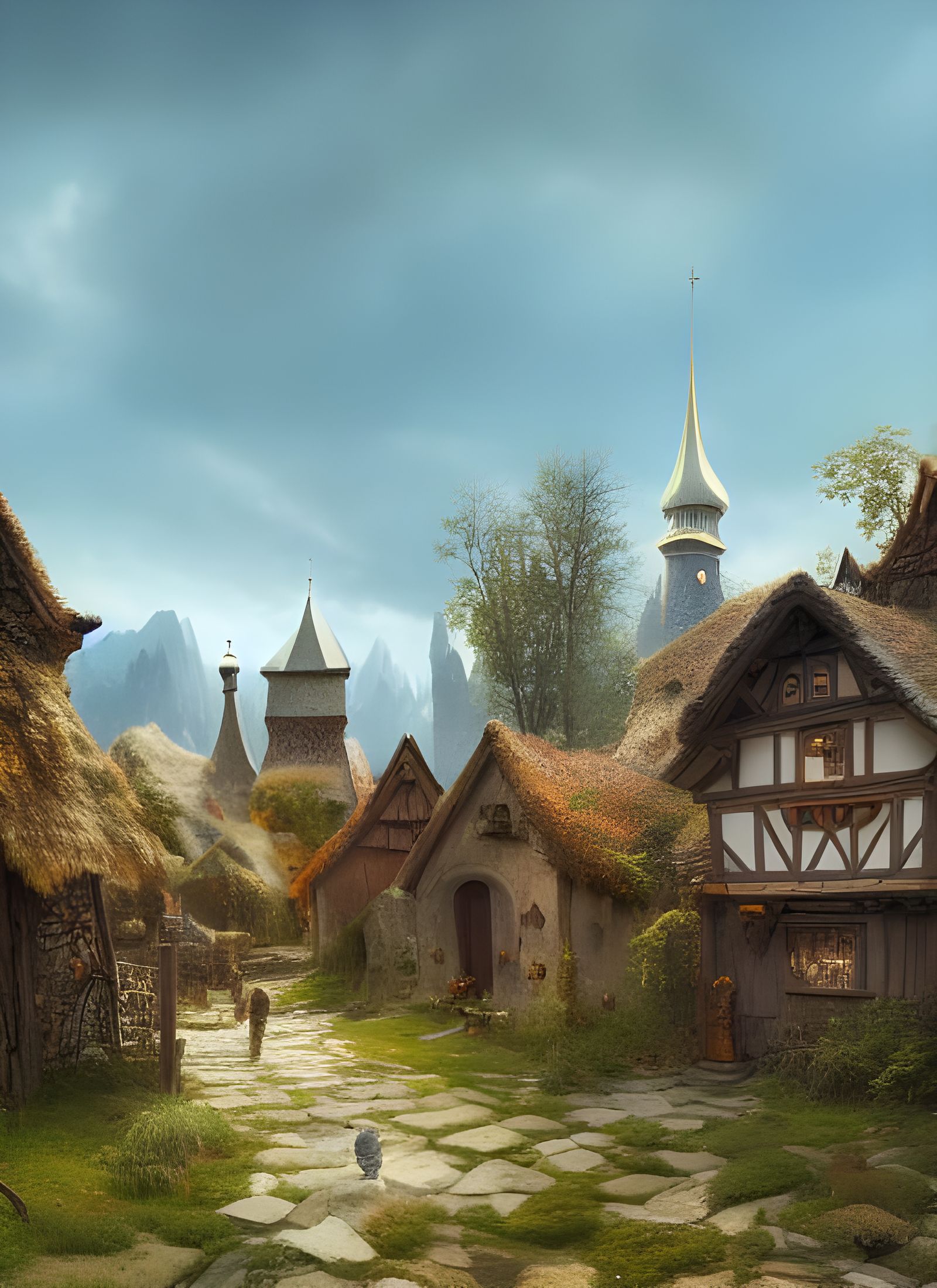 Idyllic small village of contented people