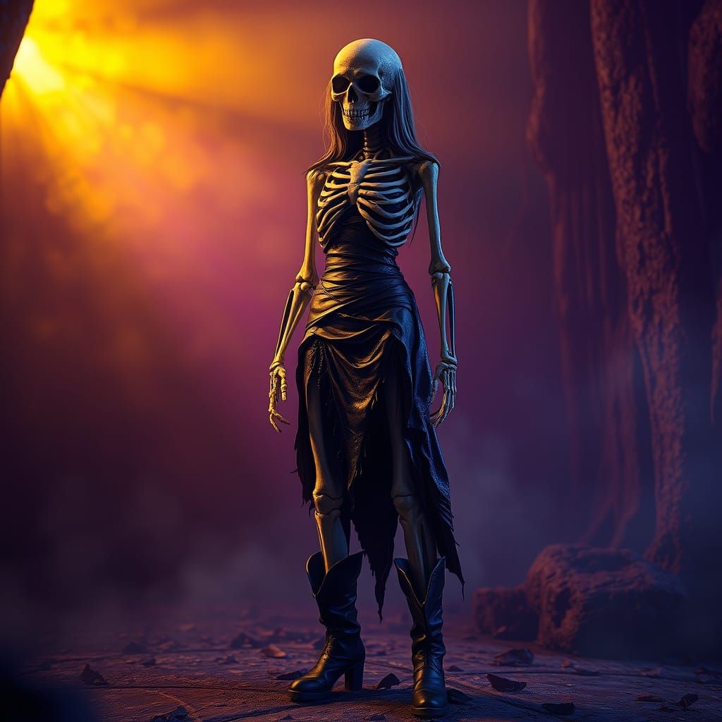 Mystical Skeleton Goddess in Rotting Black Leather
