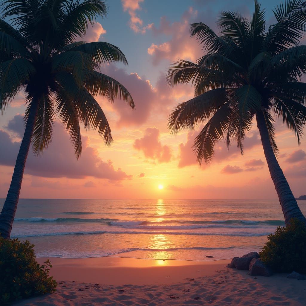 Singapore East Coast Park: Beach Sunset Matte Painting