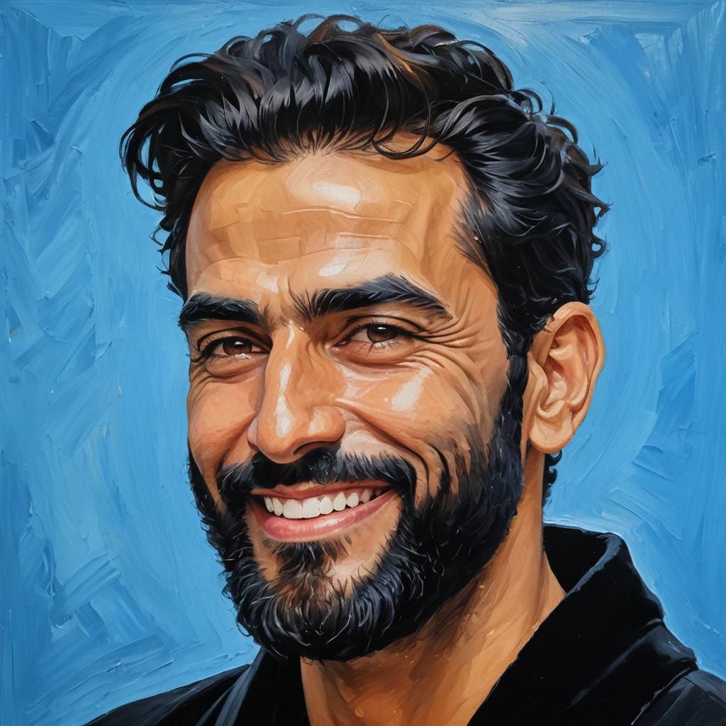 Hirsute Man in Velvet: Neo-Impressionist Oil Painting